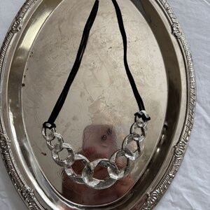 Silver and black necklace